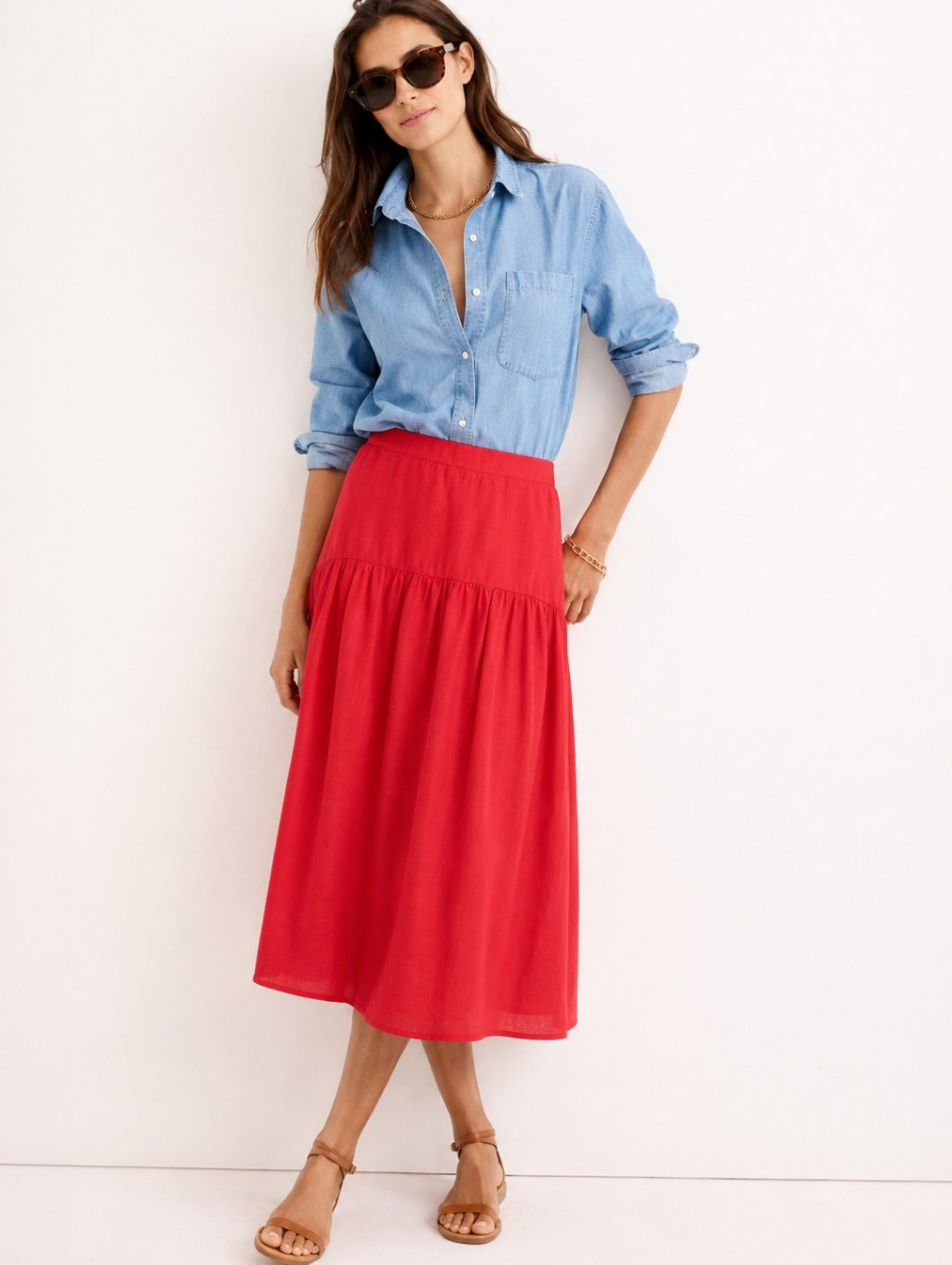 J.Crew X Maryam Nassir Zadeh Women's Drop Waist Summer Boho Midi Skirt Size M